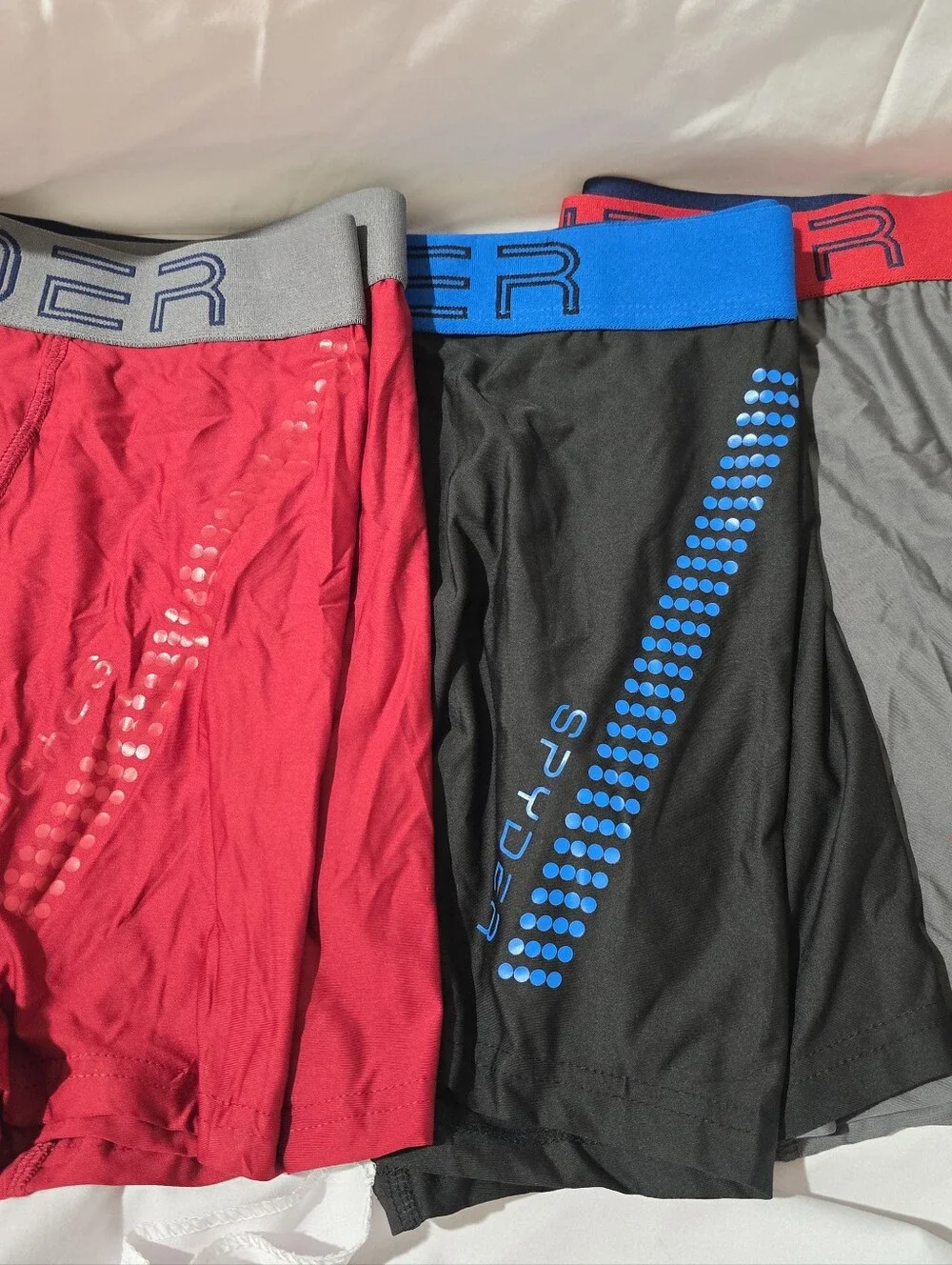 NWT Spyder Men's 3 Pack Comfort Pouch Stretch Boxer Briefs Black Grey Red Blue